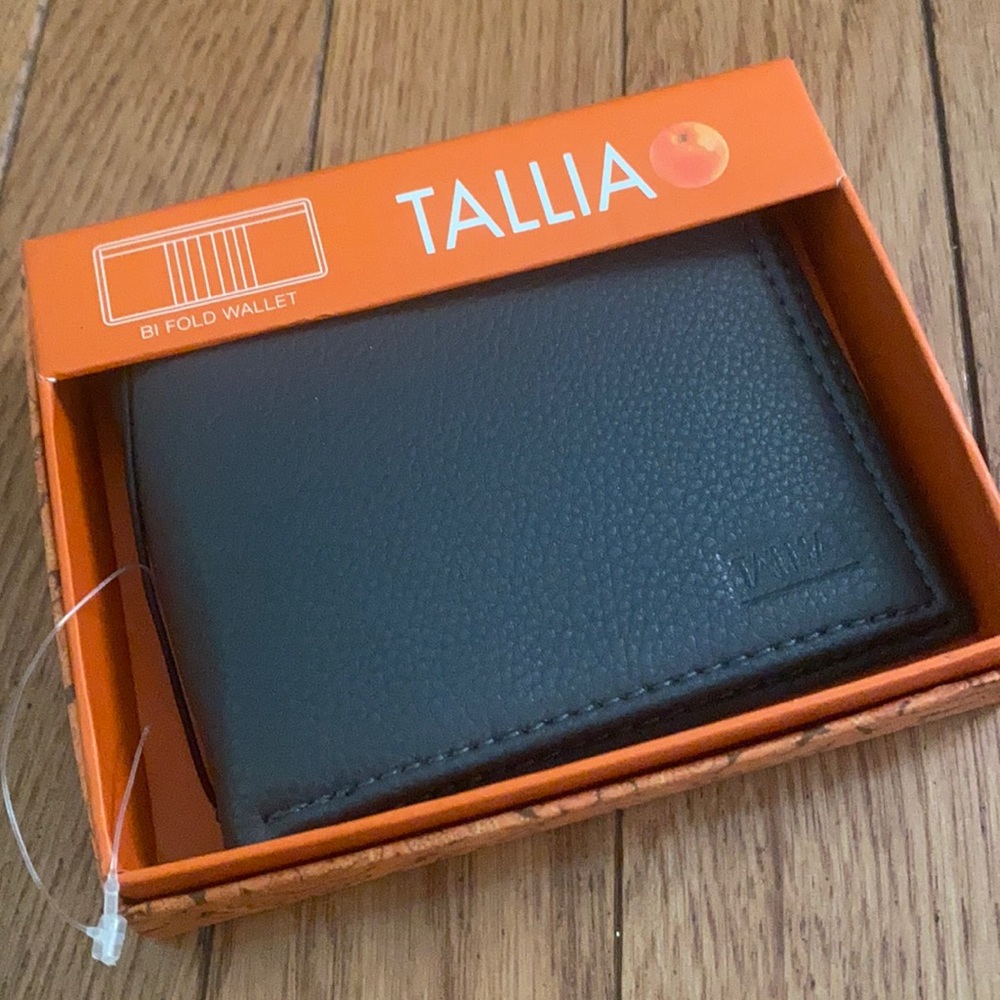 New Tallia Brown Leather Bi-fold Wallet in box Gifts for Him